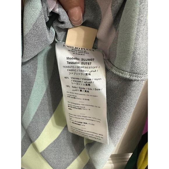 EMILIO PUCCI Marmo-Print Multicolored Top Silk Size 2 $935 - Picture 9 of 9